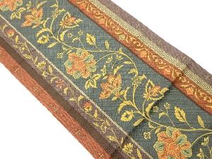 本場筑前博多縞に花唐草模様織出し名古屋帯